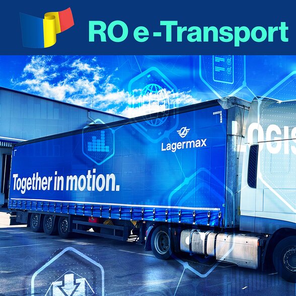 Blauer Lkw Sattelzug vor Andocktor.