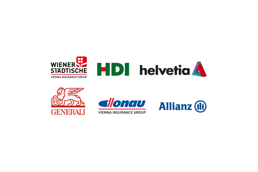 Logos von Versicherungen.