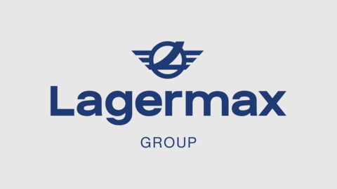 Logo Lagermax Group mit grauem Hintergrund.